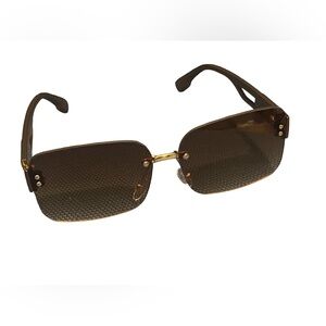 Modern Square Rimless Black Tinted Sunglasses, Classic 🕶️ Brown